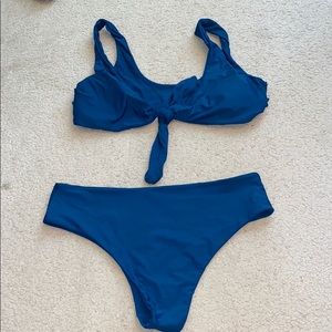 Teal Tie Front Bikini